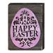 Designocracy Happy Easter Egg Box Sign Wall Décor Wood in Brown/Indigo | 12 H x 9 W x 1 D in | Wayfair 98714-12