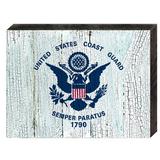 Designocracy Flag of US Coast Guard Rustic Wooden Wall Décor in Blue/Brown/Red | 12 H x 18 W x 1.5 D in | Wayfair 85098-CG-18