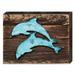 Designocracy Two Dolphins on Reclaimed Wooden Board Wall Décor in Blue/Brown | 18 H x 12 W x 1.5 D in | Wayfair 985192-182