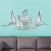 Breakwater Bay Sailboat Fleet 3-Letters Monogram Rustic Wall Décor, Wood in Black/Blue/Brown | 16 H x 36 W in | Wayfair