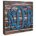 Millwood Pines 3-Letter Monogram on Distressed Wooden Block Wall Décor in Blue | 18 H x 15 W in | Wayfair 2C3B4ACB249349C8B13E2B3A7296056E