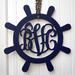 Breakwater Bay Personalized Captain's Wheel 3 Letter Wall Décor, Wood in Blue/White | 36 H x 36 W in | Wayfair B422E12579434C00AC759CA6404316C9