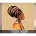 Bungalow Rose Afro Ethnic Woman w/ Exotic Feather Earring & Scarf Zulu Hippie Artwork Graphic Print | 96 H in | Wayfair BBMT1613 39457235