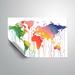 Wrought Studio™ Gillham Rainbow Rain Watercolorr World Map Removable Wall Decal Vinyl in White | 24 H x 36 W in | Wayfair