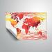 Wrought Studio™ Gillham Hot Wave Watercolorr World Map Removable Wall Decal Vinyl in Red/White/Yellow | 12 H x 18 W in | Wayfair