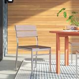 BFM Seating Seaside Stacking Teak Patio Dining Chair Wood/Metal in Brown/Gray | 33 H x 18 W x 22.5 D in | Wayfair PH202CGRTK-SG