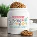 Ebern Designs Happy Spring Personalized Cookie Jar Ceramic in White | 10.5 H x 6.5 W x 6.5 D in | Wayfair B58FD746ACB045F7BB1840C91F69BFE3