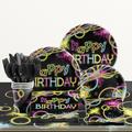 Creative Converting Glow Party Birthday 6.5"s Paper Disposable Napkins in Black/Pink/Yellow | Wayfair DTC318130NAP