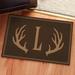 Millwood Pines Westford Antlers Initial Personalized 27" L x 18" W Non-Slip Outdoor Door Mat Synthetics in Brown | Wayfair