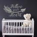 Redwood Rover 'Follow Your Heart Wall' Vinyl Boho Arrow Nursery Quotes Wall Decal Vinyl in Gray | 22 H x 39 W in | Wayfair