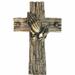 De Leon Collections Polyresin Faux Distressed Wood w/ Praying Hands Hanging Wall Cross Décor in Brown | 9.75 H x 6.5 W in | Wayfair 12509