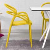 AllModern Farrah Stacking Patio Dining Armchair Plastic/Resin in Yellow | 32.3 H x 22.5 W x 22 D in | Wayfair D54A09FA08D44FC6A05CA40A4ED6EAC3