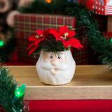 The Twillery Co.® Floral Arrangement in Ceramic Santa Pot Plastic/Fabric in Red | 6 H x 5.5 W x 5.5 D in | Wayfair EC0592E6F1414313B73BDD2E652CF19B