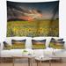 East Urban Home Polyester Sunflower Sunset w/ Cloudy Sky Tapestry w/ Hanging Accessories Included Polyester in Black | 78 H x 92 W in | Wayfair
