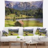 East Urban Home Polyester Bavaria w/ Mountains & Lake Tapestry w/ Hanging Accessories Included Metal in Black | 32 H x 39 W in | Wayfair