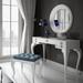 Everly Quinn Kirkwood Bedroom Makeup Vanity Set w/ Mirror Wood in White | 31.5 H x 55 W x 20 D in | Wayfair A824B6C067F14EE489E6EB21F62C6EAE