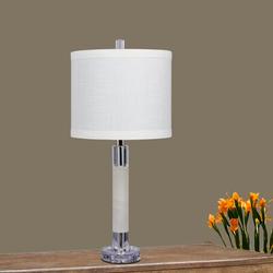 Orren Ellis Powar Smooth Column 26" Table Lamp Set Resin/Linen/Crystal in White | 26 H x 12 W x 12 D in | Wayfair 60CE698B7938454EA31FE9561A2F31D3