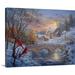 The Holiday Aisle® 'Christmas Art Winter Sunset by Nicky Boehme Painting Print, Cotton | 24 H x 30 W x 1.5 D in | Wayfair