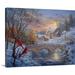 The Holiday Aisle® 'Christmas Art Winter Sunset by Nicky Boehme Painting Print, Cotton | 16 H x 20 W x 1.5 D in | Wayfair