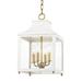 Hudson Valley Leigh 4 Light Pendant Glass in White/Yellow | 11.25 D in | Wayfair H259704S-AGB/WH