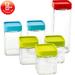 Glasslock Block Square 6 Piece Kitchen Canister Set Glass in Blue/Green | 9.8 H x 3.4 W x 3.4 D in | Wayfair GLCNSTSQ12