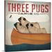 Great Big Canvas 'Three Pugs in a Canoe v.3' by Ryan Fowler Vintage Advertisement | 30 H x 30 W x 1.5 D in | Wayfair 2036824_1_30x30