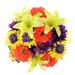 Red Barrel Studio® 24 Stems Faux Full Blooming Ranunculus, Lily, Hydrangea Flower Bush Mixed Floral Arrangement in Red/Yellow | Wayfair