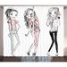 Harriet Bee Rasheed Fashion House Sketch of Cute Cartoon Elegant Girls w/ Makeup Clothes Illustration Image Graphic Print | 90 H in | Wayfair