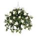 House of Hampton® Faux Hibiscus Trailing Hanging Flowering Plant in Planter Metal | 28 H x 22 W x 22 D in | Wayfair