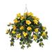 House of Hampton® Faux Hibiscus Trailing Hanging Flowering Plant in Planter Metal | 28 H x 22 W x 22 D in | Wayfair