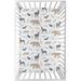 Sweet Jojo Designs Woodland Animals Fitted Mini Crib Sheet in Gray/White | 5 H x 28 W x 52 D in | Wayfair MiniSheet-WoodlandAnimals-PRT