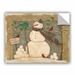 The Holiday Aisle® Anne Tavoletti Seasonal Snowman Wall Decal Canvas/Fabric in Brown/Gray/Green | 18 H x 24 W in | Wayfair