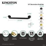 Kingston Brass Milano Decorative Grab Bar Metal in Gray | 2.63 H x 18 W in | Wayfair DR214181