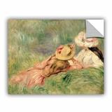 Charlton Home® Pierre Renoir Young Girls On The River Bank Removable Wall Decal Vinyl in Green/Pink | 14 H x 18 W in | Wayfair