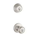 Kwikset Complete Tylo Entry Knob Set w/ Single Cylinder Deadbolt in Gray | 2.8 H x 3.4 W x 11.3 D in | Wayfair 690T 15 SMT BBPKG