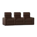 Latitude Run® Blue LED Home Theater Row Seating (Row of 3) Microfiber/Microsuede in Brown | 43.5 H x 108.5 W x 40 D in | Wayfair LTTN3405 44426350