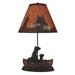 Loon Peak® Glynis Bear Family in Canoe 28.5" Table Lamp Stone in Black/Brown/Gray | 28.5 H x 16 W x 16 D in | Wayfair LOPK5082 42387517