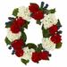 Charlton Home® Blue Berry 21" Plastic Wreath in Green/Red/White | 5 H x 21 W x 21 D in | Wayfair 371001CEC1D54B9D85FD93E10BCAB3B9