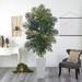 Orren Ellis Areca Palm Tree w/ Wash Planter UV Resistant (Indoor/Outdoor) Silk/Ceramic/Plastic in White | 90 H x 36 W x 32 D in | Wayfair