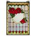 Meyda Lighting Morgan Rose Stained Glass Window in Brown/Green/Red | 20 H x 14 W x 0.375 D in | Wayfair 119443