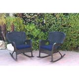 Bay Isle Home™ Batchelder Rocking Chair Wicker/Rattan/Fabric in Black | 35 H x 35 W x 29.5 D in | Wayfair 912D70B3225E436BA640259530FF5C4B