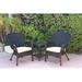 Bay Isle Home™ Batchelder 3 Piece Conversation Set w/ Cushions Synthetic Wicker/All - Weather Wicker/Wicker/Rattan in Black | Outdoor Furniture | Wayfair