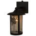 Astoria Grand Thanos 1-Light Outdoor Wall Lantern Brass/Glass/Metal in Black | 14 H x 8 W x 10.5 D in | Wayfair 95B2CDD4D179472D9891EE861485B329