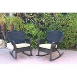 Bay Isle Home™ Batchelder Rocking Chair Wicker/Rattan/Fabric in Black | 35 H x 35 W x 29.5 D in | Wayfair B606D25E85A644529CA9BFF4122BD1F8