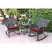 Bay Isle Home™ Batchelor 3 Piece Rattan Seating Group w/ Cushions Synthetic Wicker/All - Weather Wicker/Wicker/Rattan in Red | Outdoor Furniture | Wayfair