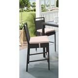 Orren Ellis Whittingham 29" Patio Bar Stool w/ Cushion Wicker/Rattan in Black/Brown | 46 H x 18 W x 22 D in | Wayfair