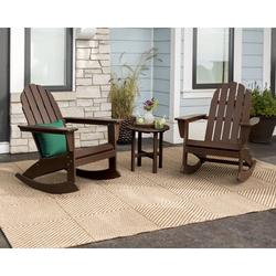 POLYWOOD® Vineyard 3-Piece Adirondack Rocking Chair Set in Brown | 36.5 H x 29.25 W x 34.5 D in | Wayfair PWS408-1-TE