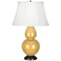 Robert Abbey Double Gourd 31" Table Lamp Silk/Ceramic/Metal in Yellow/Brown | 31 H x 19 W x 19 D in | Wayfair SU21