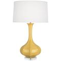Robert Abbey Pike 32.75" Table Lamp Silk/Ceramic in Yellow | 32.75 H x 19.5 W x 19.5 D in | Wayfair SU996
