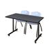 Symple Stuff Kobe T-Base Training Seminar Table, 2 M Stack Chairs Wood/Metal in Gray | 29 H x 48 W in | Wayfair A0B4E8A6AE474EEA81B97928F594A633